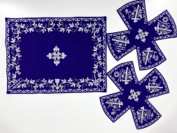 Veil Covers and Aër with Embroidery "Grapes", with Embroidered Galloon