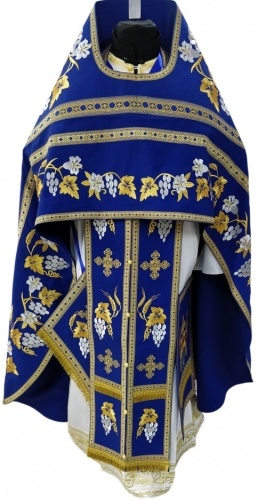 Priest Vestments, Embroidered on Gabardine, Embroidery "Lily" with Sewn Galloon