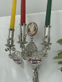 Paschal Three-Branched Candlestick with Icon No.16, nickel, 29x11cm