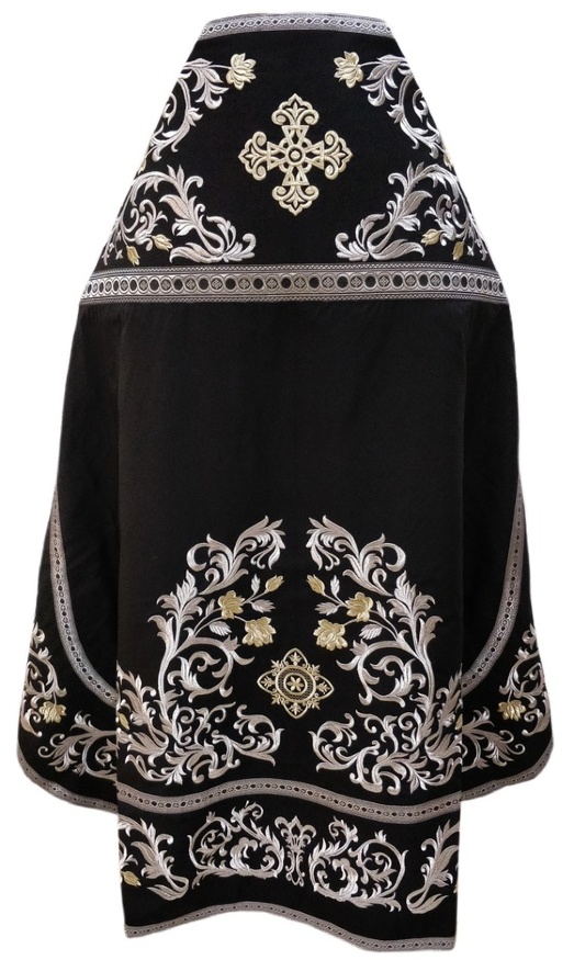 Priest Vestments, Embroidered on Gabardine, Embroidery "Rose" with Sewn Braid