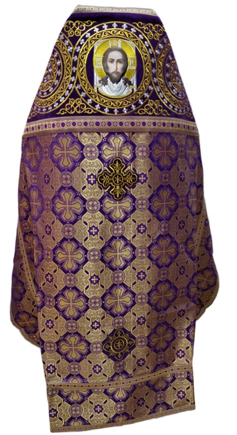 Priest Vestments Combined Brocade "Athonite Cross" with Embroidered Epitrachelion, Embroidery "Circle"