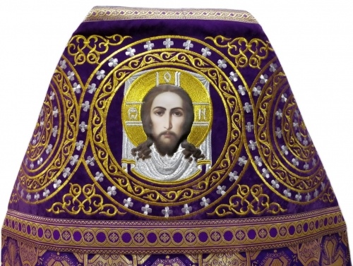 Priest Vestments Combined Brocade "Athonite Cross" with Embroidered Epitrachelion, Embroidery "Circle"