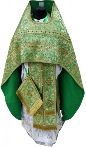Priest Vestments, Brocade "Sunflower Cross" with Sewn Galloon