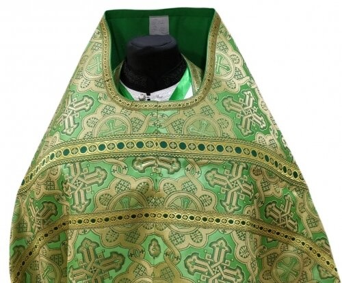 Priest Vestments, Brocade "Sunflower Cross" with Sewn Galloon