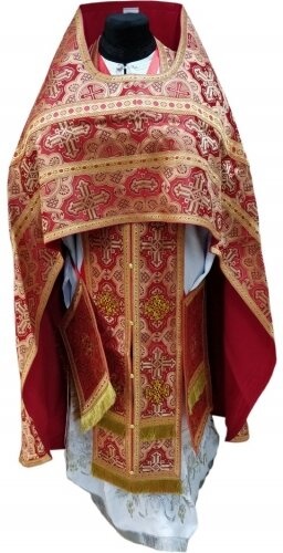 Priest Vestments, Brocade "Sunflower Cross" with Sewn Galloon