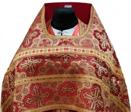 Priest Vestments, Brocade "Sunflower Cross" with Sewn Galloon