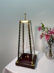 Cover for Gifts Repository 20×15 h=50 with Door, Made of Acrylic Glass with Bulat Elements by Laser Cutting and Cast Cross