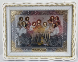 Icon The Last Supper 48x38 white frame patinated gold