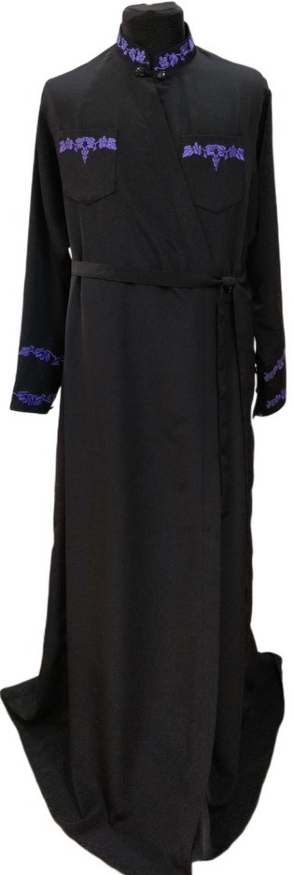 Cassock (wrap style) with embroidery, Paris fabric