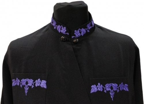 Cassock (wrap style) with embroidery, Paris fabric