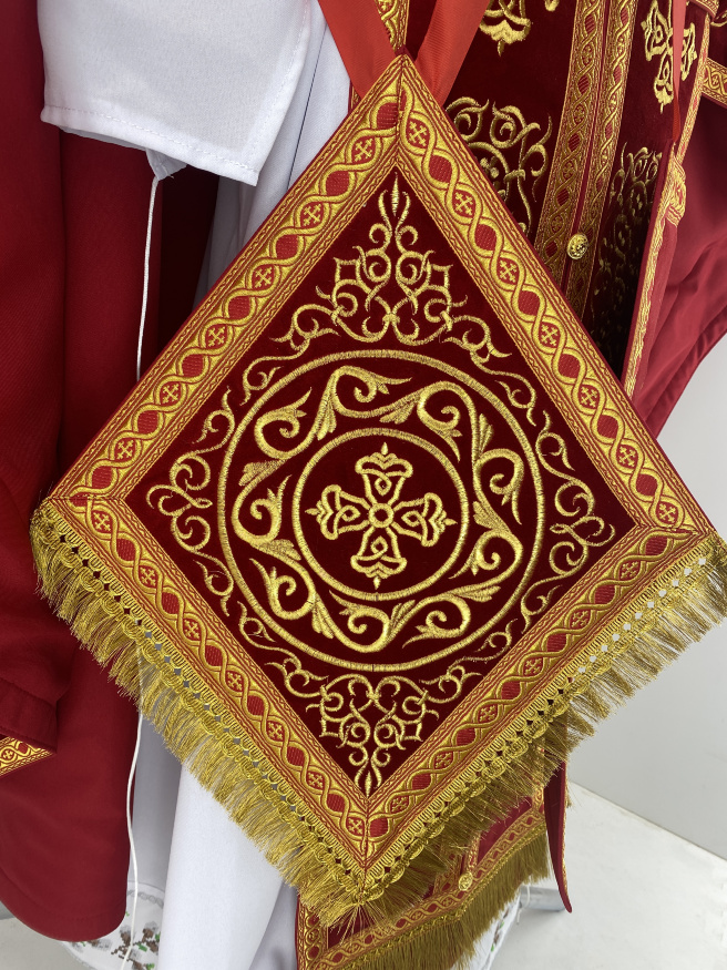 Priest Vestments, Greek Style, Embroidered on Velvet with Attached Galloon