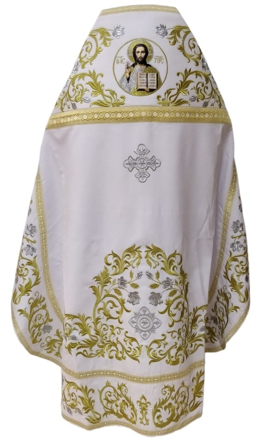 Priest Vestments, Embroidered on Gabardine, Embroidery "Rose" with Sewn Braid