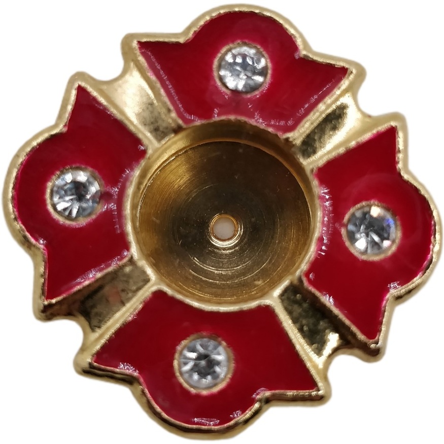 Capsule with Enamel Ø2.8cm Red Enamel, Gilded