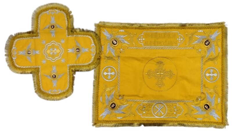 Covers and Veil with Embroidery "Cross", with Fringe