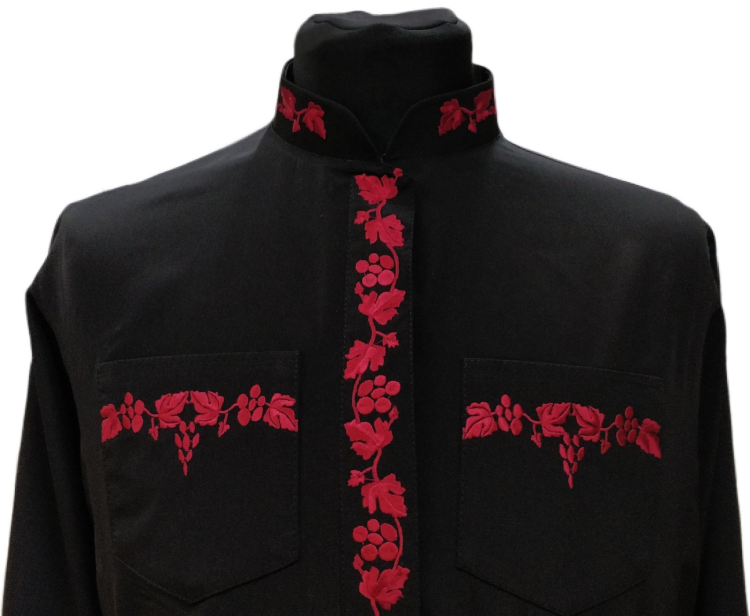 Cassock robe with embroidery, wet silk fabric