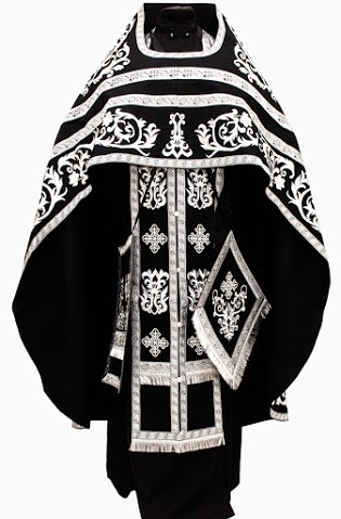 Priest Vestments Embroidered on Gabardine, "Rose" Embroidery with Sewn Braid