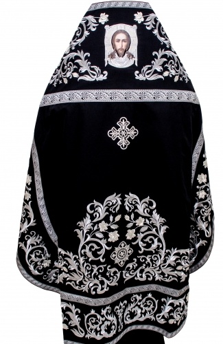 Priest Vestments Embroidered on Gabardine, "Rose" Embroidery with Sewn Braid