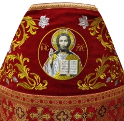 Priest Vestments Combined from Brocade "Kyiv Cross" with Embroidered Epitrachelion, Embroidery "Rose"
