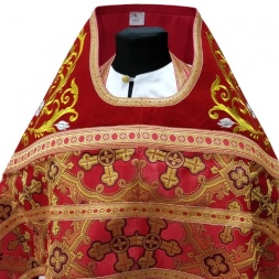 Priest Vestments Combined from Brocade "Kyiv Cross" with Embroidered Epitrachelion, Embroidery "Rose"