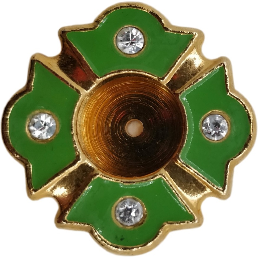 Capsule with Enamel Ø2.8 cm Green Enamel, Gilded