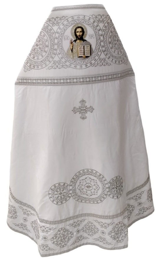 Priest Vestment Embroidered on Gabardine, "Circle" Embroidery with Sewn-on Galloon