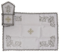 Eucharistic Veil Set and Aër with Embroidery "Flame", with Sewn-on Galloon