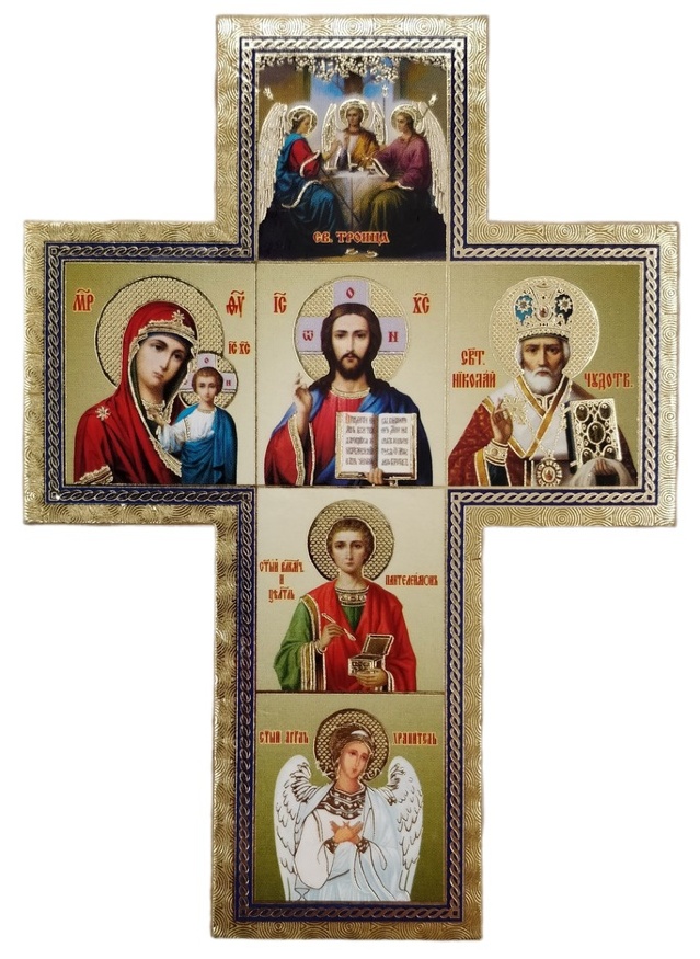 Icon of the Cross – Iconostasis 8.5×12 green background