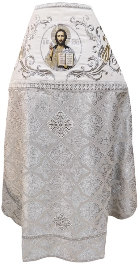 Priest Vestments Combined from Brocade "Kyiv Cross" with Embroidered Epitrachelion, Pattern "New Design"
