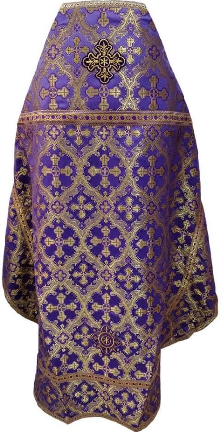Priest Vestment, Brocade "Ukrainian Cross" with Sewn Braid