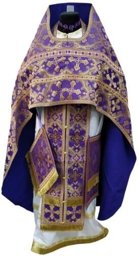 Priest Vestment, Brocade "Ukrainian Cross" with Sewn Braid