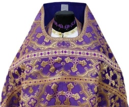 Priest Vestment, Brocade "Ukrainian Cross" with Sewn Braid