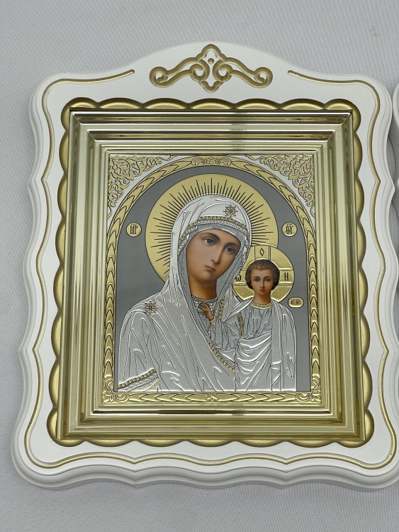 Icons "Wedding Couple" lithograph, grey, white patina, gold, 30x24cm