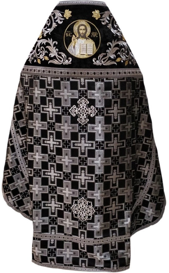 Priest Vestment Combined with Brocade "Patriarchal Cross", with Embroidered Epitrachelion, Embroidery "Rose"