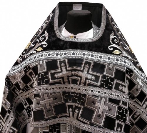 Priest Vestment Combined with Brocade "Patriarchal Cross", with Embroidered Epitrachelion, Embroidery "Rose"
