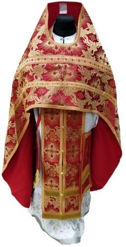 Priest Vestments, Brocade "Solar Cross" with Sewn Galloon