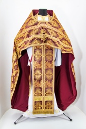 Priest Vestments, Brocade "Solar Cross" with Sewn Galloon