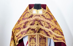 Priest Vestments, Brocade "Solar Cross" with Sewn Galloon