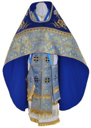 Priest Vestment Combined, Brocade "Athonite Cross", with Embroidered Epitrachelion, Pattern "Lily"