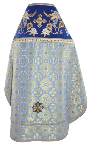 Priest Vestment Combined, Brocade "Athonite Cross", with Embroidered Epitrachelion, Pattern "Lily"