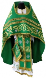 Priest Vestment, Embroidered on Gabardine, Embroidery "Rose" with Sew-on Galloon