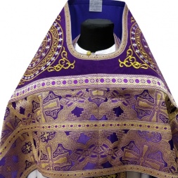 Priest Vestments Combined Brocade "Byzantine Cross" with Embroidered Epitrachelion, Embroidery "Circle"