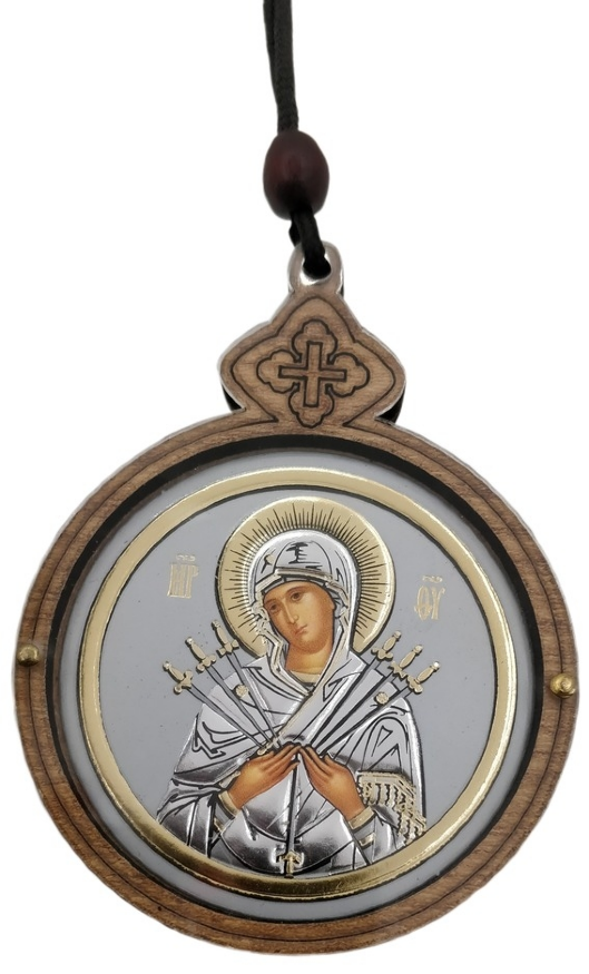 Round Pendant with Icon 7.8×6 cm