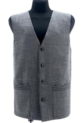 Vest with Embroidery, Linen - Gabardine Fabric