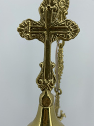 Chandelier for 6 candles small, Polish crown, cross with radiance, brass chain, 4 links, length 86cm, width 65cm (plate 15cm)