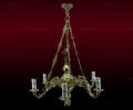 Chandelier for 6 candles small, Polish crown, cross with radiance, brass chain, 4 links, length 86cm, width 65cm (plate 15cm)