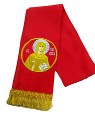 Bookmark with the Icon of Great Martyr Paraskeva, red