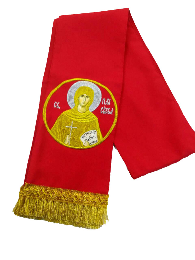 Bookmark with the Icon of Great Martyr Paraskeva, red