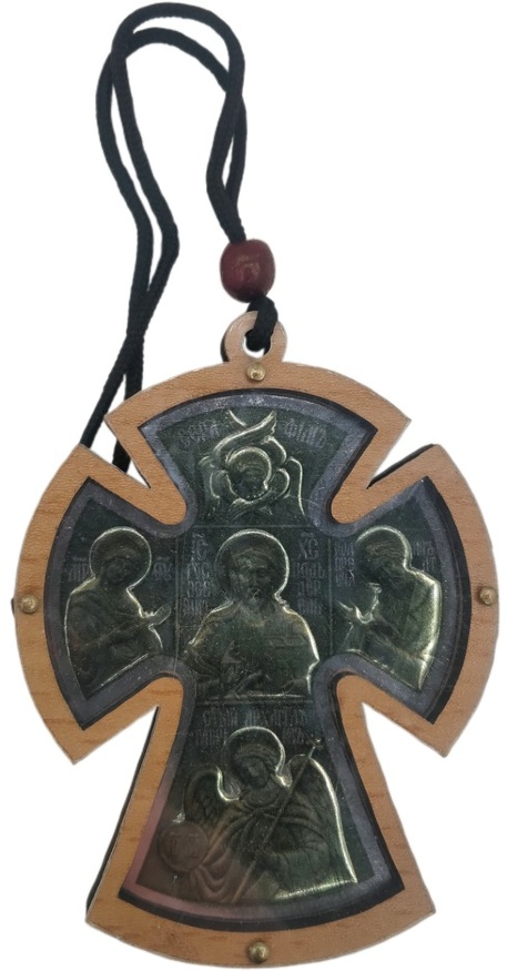 Pendant Cross with Attendant Saints (bronze)