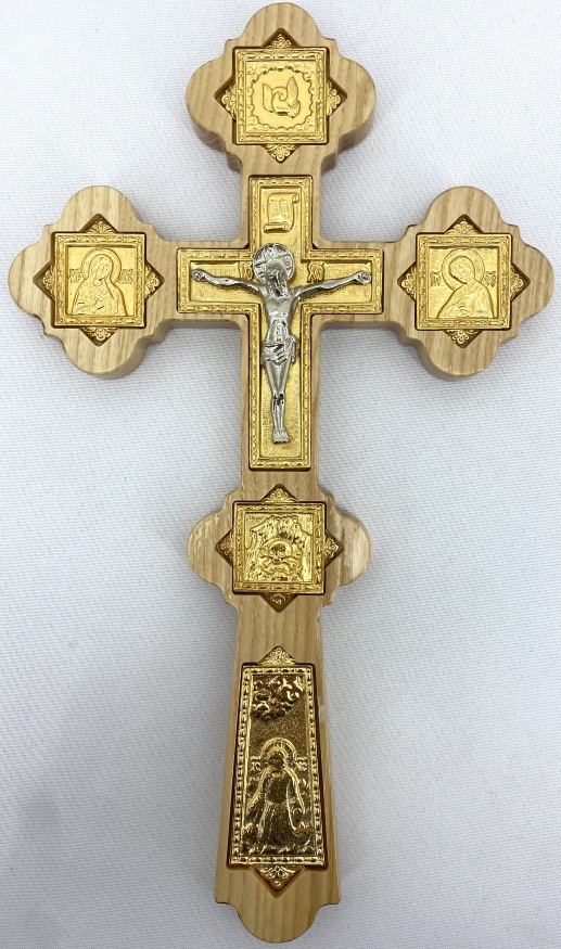 Altar Cross No. 6, gilded, icon, nickel-plated, Saviour, 31.5×18