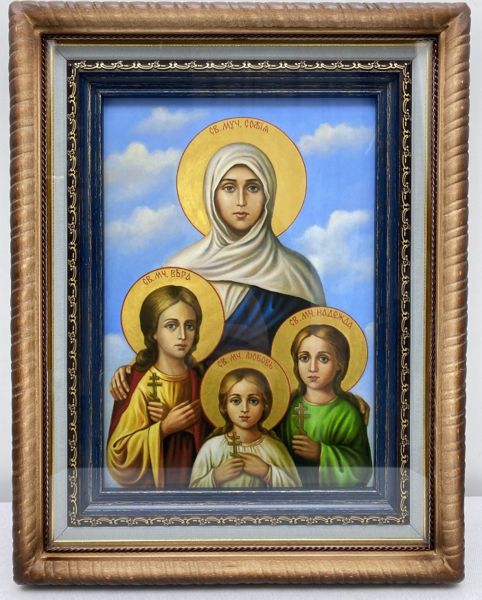 Icon of Holy Martyrs Faith, Hope, Love and Their Mother Sophia 42×32cm